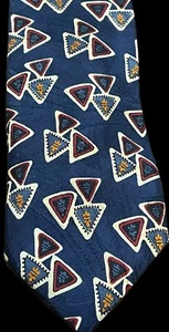 Abercrombie & Fitch Tie Mens Size 3.5" x 58" Blue Geometric Print Hand Sewn - Picture 1 of 10