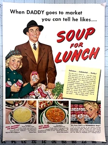 1952 Campbell's Suppe zum Mittagessen 10 Zoll x 13,5 Zoll Druckanzeige (B) - Bild 1 von 1