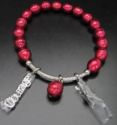 BRAZALETE HONORA PERLA ACERO INOXIDABLE CEREZA rojo PERLA INSPIRADORA CORAJE NUEVO CON ETIQUETAS Foto 1 de 4