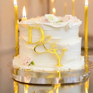Personalisierte Acryl Hochzeitstorte Charm 2 maßgeschneiderte Initialen Buchstabe Paar Topper - Bild 1 von 9