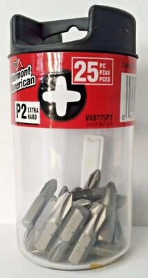 ARMSTRONG Vermont American VABT25P2 P2 Extra Hard Phillips Bits 25 Pack