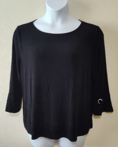 Ojales CHICO'S TRAVELS para mujer talla 4 (1X) negros ajustados elásticos manga 3/4 - Imagen 1 de 12