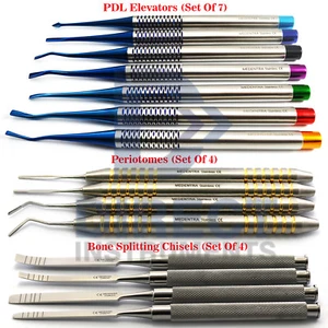 15Pcs Periodontal Ligaments PDL Periotomes Oral Surgery Tooth Extraction Chisels - Picture 1 of 12