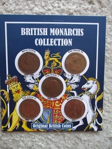 British Monarchs Collection Set Of 5 Original Coins 1900-1967 - Picture 1 of 2