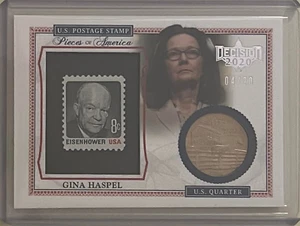 ANTIGUA DIRECTORA DE CIA GINA HASPEL #/D 4/20 2020 DECISIÓN SELLO MONEDA RELIQUIA TARJETA - Imagen 1 de 2