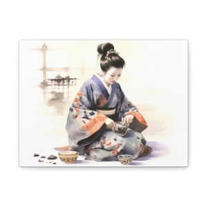 Geisha Performing Teezeremonie, Aquarelle - Bild 1 von 4