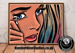 Pinup Multi Coloured Hair Pop Art Artwork Illustration, signed by artist. - Picture 1 of 8