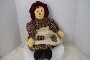 Stoffpuppe 22 Zoll rote Haare mit kariertem Kleid - Bild 1 von 1