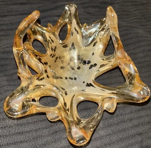 Vintage Murano Italian VetroEsequitopulled GlassBowlBrownBeigeCandy Dish - Imagen 1 de 5