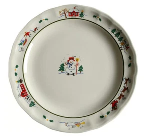 Pfaltzgraff Snow Village Christmas Dinner Plate pottery 11" good used stoneware - Picture 1 of 1