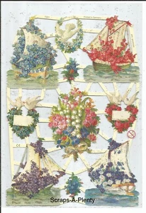 German SILVER GLITTER Scrap Die Cut - Valentine Sailboat Love EF7251G - Picture 1 of 1