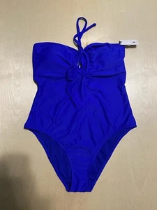 Shade & Shore Women's Medium (8-10) Blue Front Keyhole Side Cut-Out Swimsuit - Picture 1 of 13