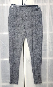 Athleta Textured Moto Leggings Womens Sz M Delancey Tight Black White Zip Ankle - Picture 1 of 7