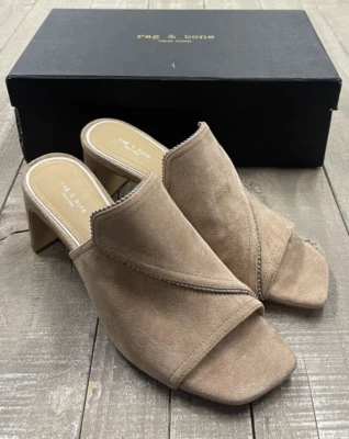 Novo na caixa US$ 395 Rag & Bone Myla Mule biqueira aberta em camurça nude tamanho: 36,5 (EUA 6,5) - Imagem 1 de 4