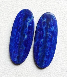99.00 Ct BLUE QUALITY NATURAL LAPIS LAZULI OVAL CABOCHON 1 PAIR 51X20X4 GEMSTONE - Picture 1 of 3