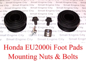 Qty (2) HONDA EU2000i GENERATOR RUBBER FOOT PADS Feet Incl Mounting Nuts Bolts  - Picture 1 of 3