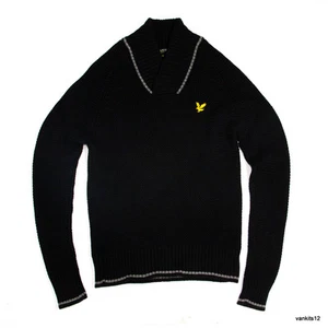 LYLE & SCOTT 100% Cotton Shawl Neck Black Jumper Sweater, SIZE M - Picture 1 of 9