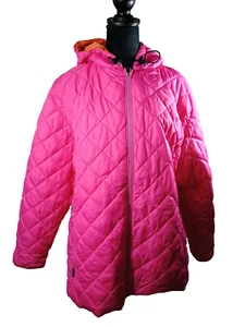 Lands End Quilted Insulated Pink and Orange Zip Up Jacket Womens XL (16-20) - Picture 1 of 11