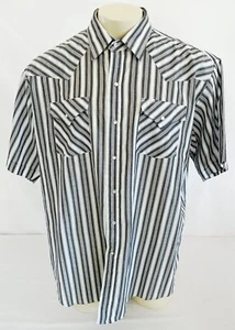 VTG Ely Cattleman 2XL Men's Shirt Striped Pearl Snap Western Cowboy Short Sleeve - Picture 1 of 6