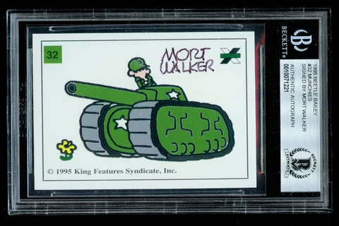 Mort Walker signed autograph auto 1995 King Features Beetle Bailey Card BAS Slab Cover
