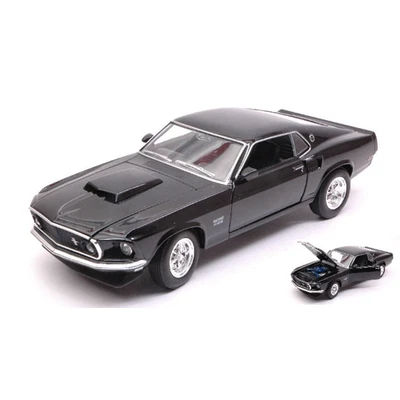 FORD MUSTANG BOSS 429 1969 BLACK 1:24-27 Welly Auto Stradali Modellino Nuovo - Immagine 1 di 3