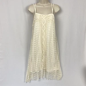 Wrangler Crochet Lace Mini Dress Womens Medium Cream Coastal Cowgirl Western - Picture 1 of 12