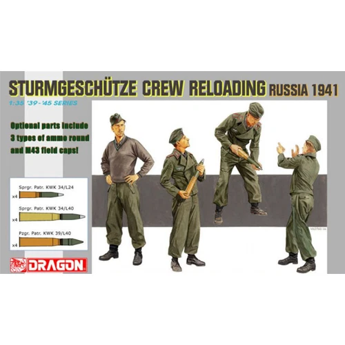 STURMGESCHUTZE CREW RELOADING RUSSIA 1941 KIT 1:35 Dragon Kit Figure Militari Mo - Immagine 1 di 1