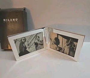 Cornice portafoto serie Milano placcata argento bipiega quadri paesaggio 3,5"x5" vintage  - Foto 1 di 12