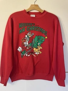 Vintage 80s Christmas Dr. Seuss Sweatshirt Mr. Christmas USA Made Tultex Small - Picture 1 of 6