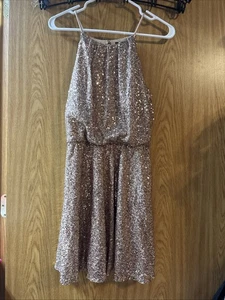 Vestido Forever 21 Talla Pequeña Correa de Espagueti Tostado Con Lentejuelas Doradas - Imagen 1 de 5