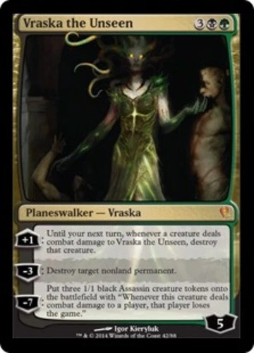 Damaged, English MTG Foil Vraska the Unseen Duel Decks: Jace vs. Vraska Magic th - Image 1 of 1