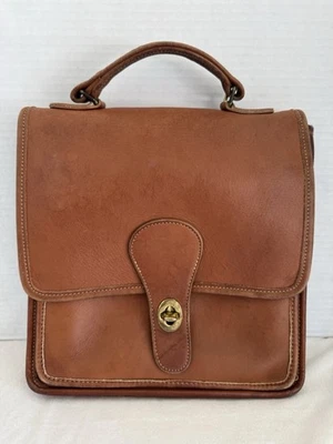 Cartera Bolso Cartera Coach 401 Willis Cuero Turnlock Marrón Tostado-LEER Foto 1 de 4