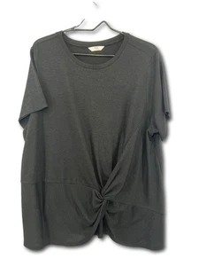 Time and Tru Women's Knot Front Top Short Sleeve Black - No Size Tag, Likely XL - Picture 1 of 11