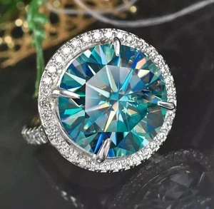 Huge 20 Ct Blue Treated Diamond Ring Great Luster Clarity VVS1 Certified - Picture 1 of 4