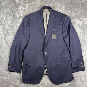 Pronto Uomo Blazer Mens 44L Navy Wool Blend Sport Coat Jacket Stretch NEW - Picture 1 of 13