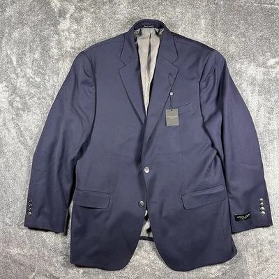 Pronto Uomo Blazer Mens 44L Navy Wool Blend Sport Coat Jacket Stretch NEW - Image 1 of 4