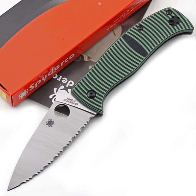 Navaja de bolsillo verde G10 mango forro bloqueo táctico bolsillo grande camping exterior Foto 1 de 4