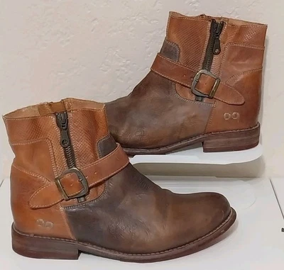 Bed Stu Mujer Talla 9 Dos Tonos Cuero Marrón Doble Cremallera Botines Foto 1 de 4