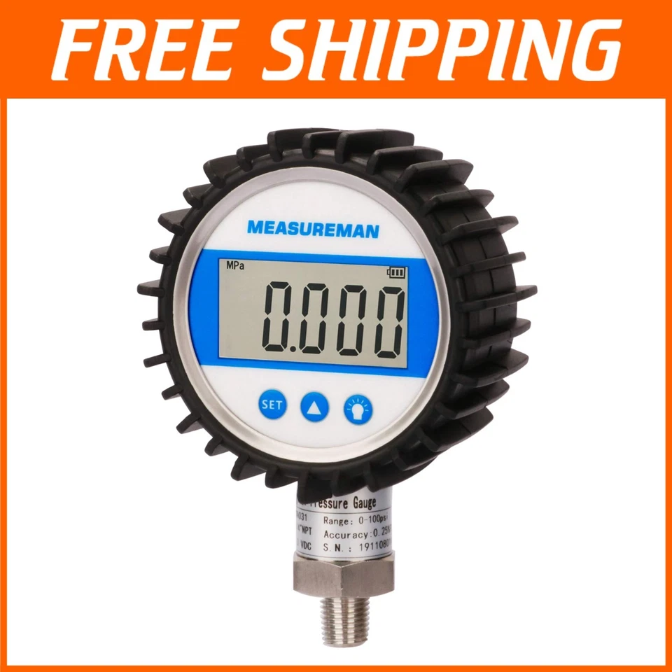 3-1/8" Digital Pressure Gauge, 0-100psi/bar/Mpa/Kpa - Image 1 of 4