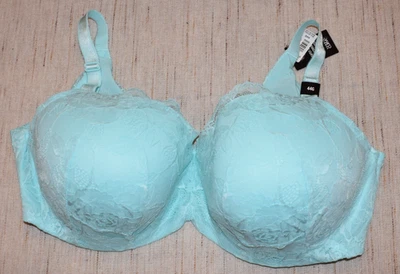 Torrid Curve Bra 44G NWT Balconette Full Coverage Aqua Lace Back Smoothing NEW - Image 1 of 4