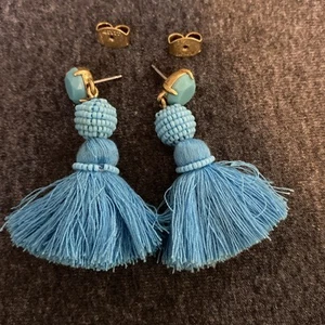 BOHO J. CREW Turquoise Tassel Statement Earrings - Picture 1 of 4