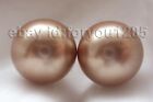 Natural 16mm Coffee Round Shell Pearl Earrings 14k! 