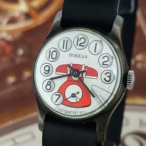 Orologio Vintage URSS Pobeda 15 Jewels Telefono Sovietico Meccanico Orologio da Polso Zim 2602 - Foto 1 di 24