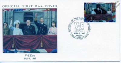 1945 WWII VE DAY Winston Churchill & Royal Family at Buckingham Palace Stamp FDC - Image 1 of 3