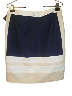 NWT Halogen Womens Blue Cream White Colorblock Pencil Skirt Size 8 - Image 1 of 4