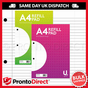 A4 Lined Refill Pad Paper White Margin 160 Pages Office Ruled Writing Notebook