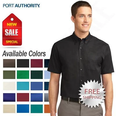Camisa social masculina manga curta Port Authority grande e alta com botões TLS508 - Imagem 1 de 3