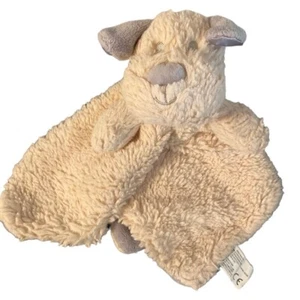K Luxe Kelly Toy Puppy Dog Lovey Security Blanket 14x14" Tan & Gray Baby Rattle - Picture 1 of 5
