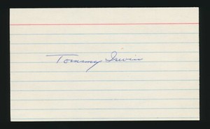 TOMMY IRWIN (1938 Cleveland Indians) -Autograph 3x5 Index (d.1996)