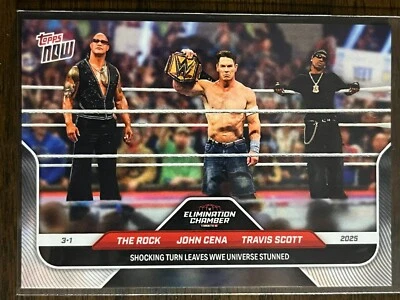 2025 Topps Now WWE #27 The Rock John Cena Travis Scott Elimination Chamber - Image 1 of 2